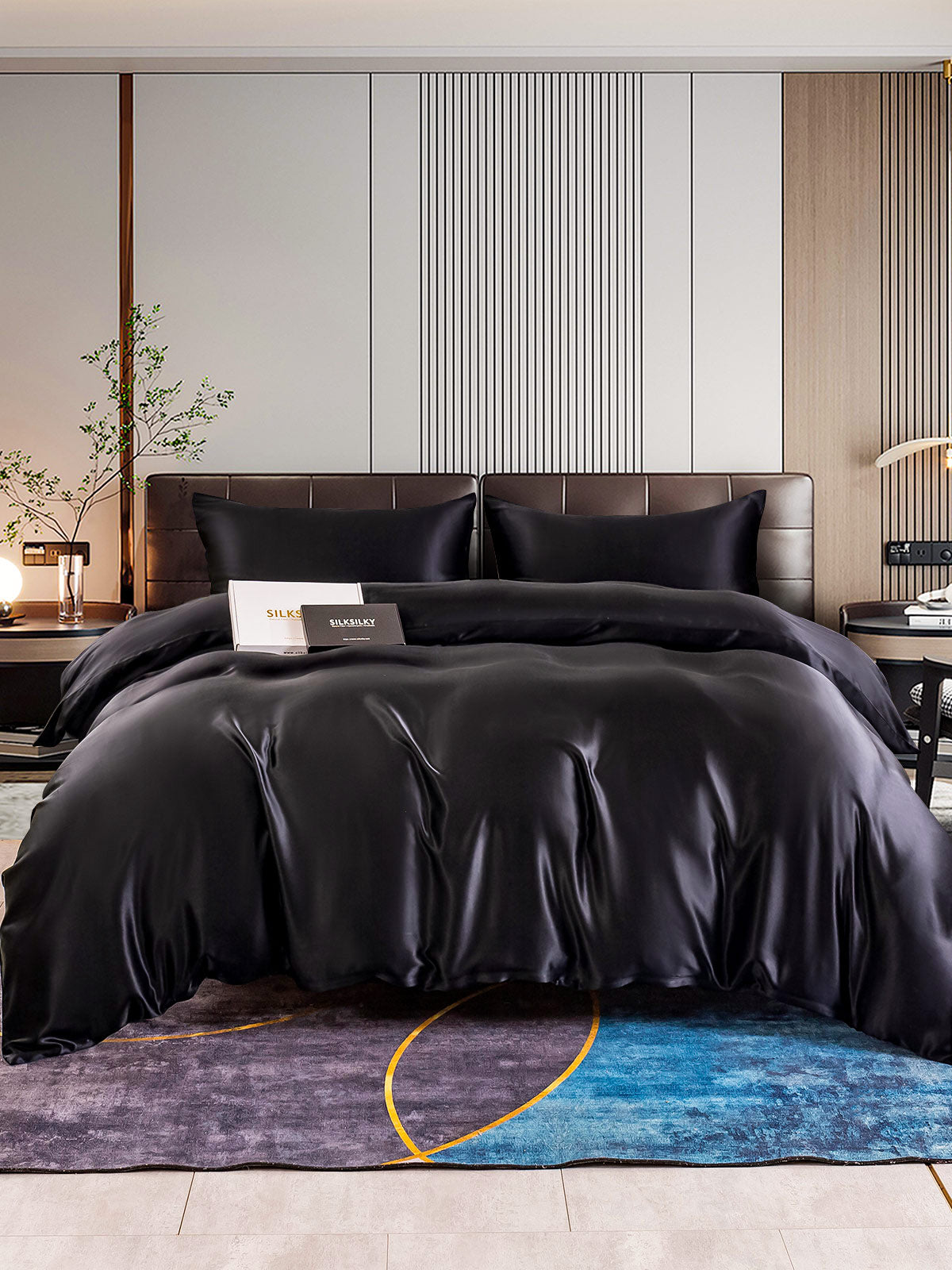 [Svart] SilkSilky-NO 22Momme Bedding Set 001