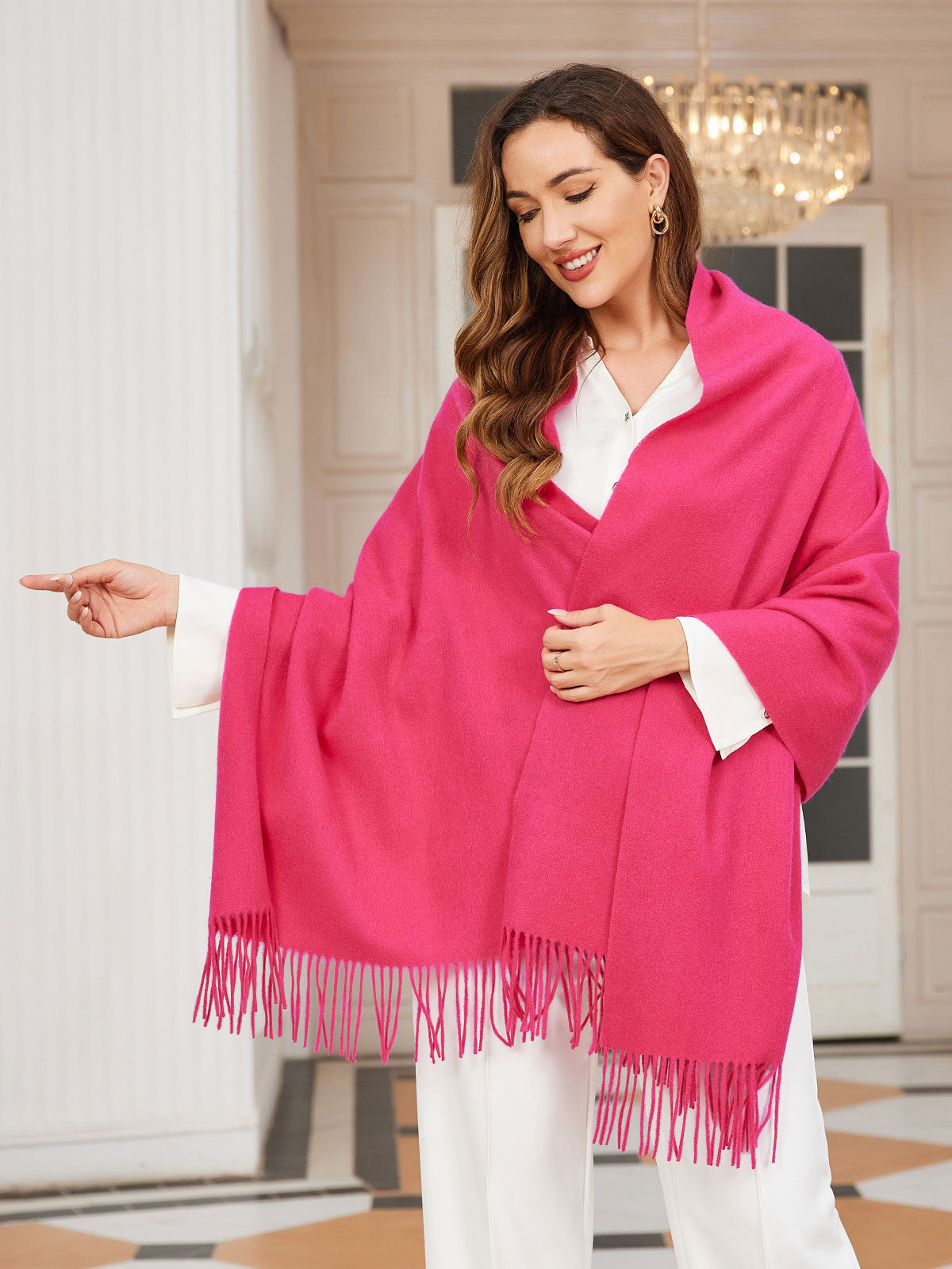 [Rosenrød] SilkSilky-NO Ull Scarf 001