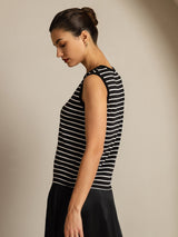 [Svart Stripe] SilkSilky-NO Pure Silk Camisoles 003
