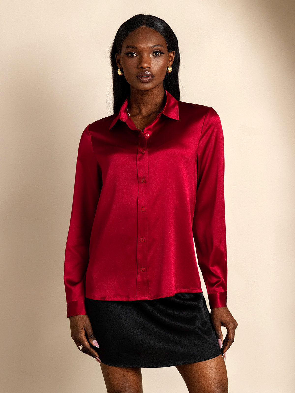 SilkSilky-NO 19Momme Silke Womens Shirt Vin 001