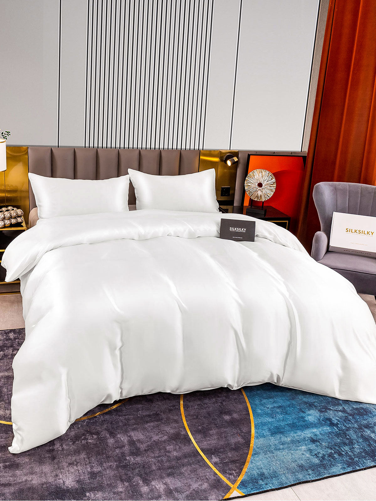 [Hvit] SilkSilky-NO 22Momme Bedding Set 003