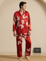 [Vin] SilkSilky-NO Long Sleeve Notch Collar Pyjamas for menn 001