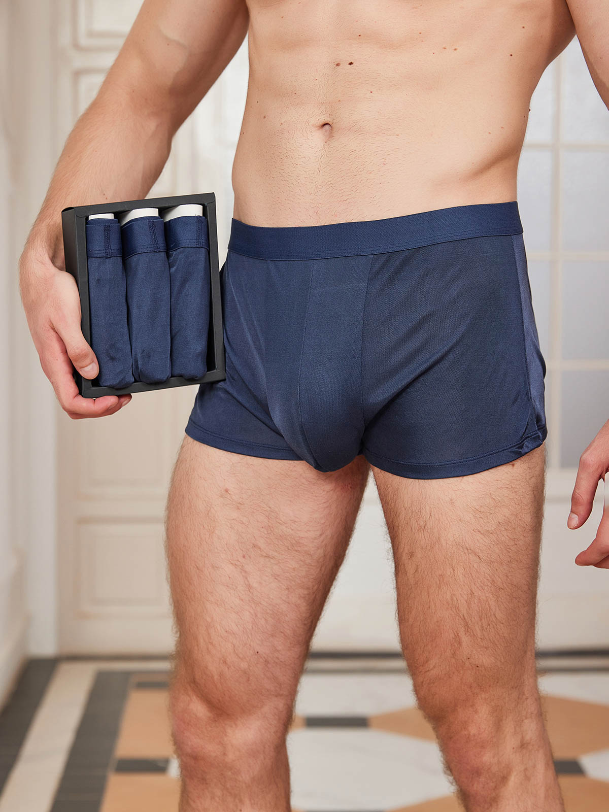 [Mørke blå] SilkSilky-NO Mens Underwear 001