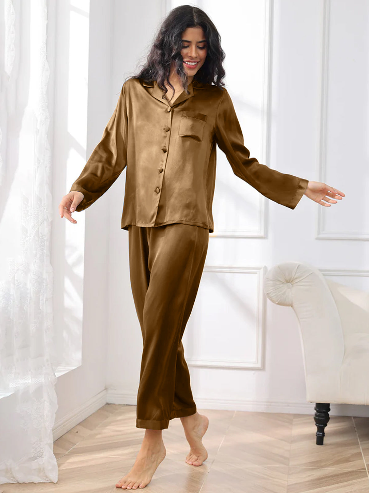 [Brun] SilkSilky-NO Womens Pajamas 003,