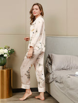 [Lyserosa] SilkSilky-NO Long Sleeve Lapel Collar Pyjamas for Kvinner 002