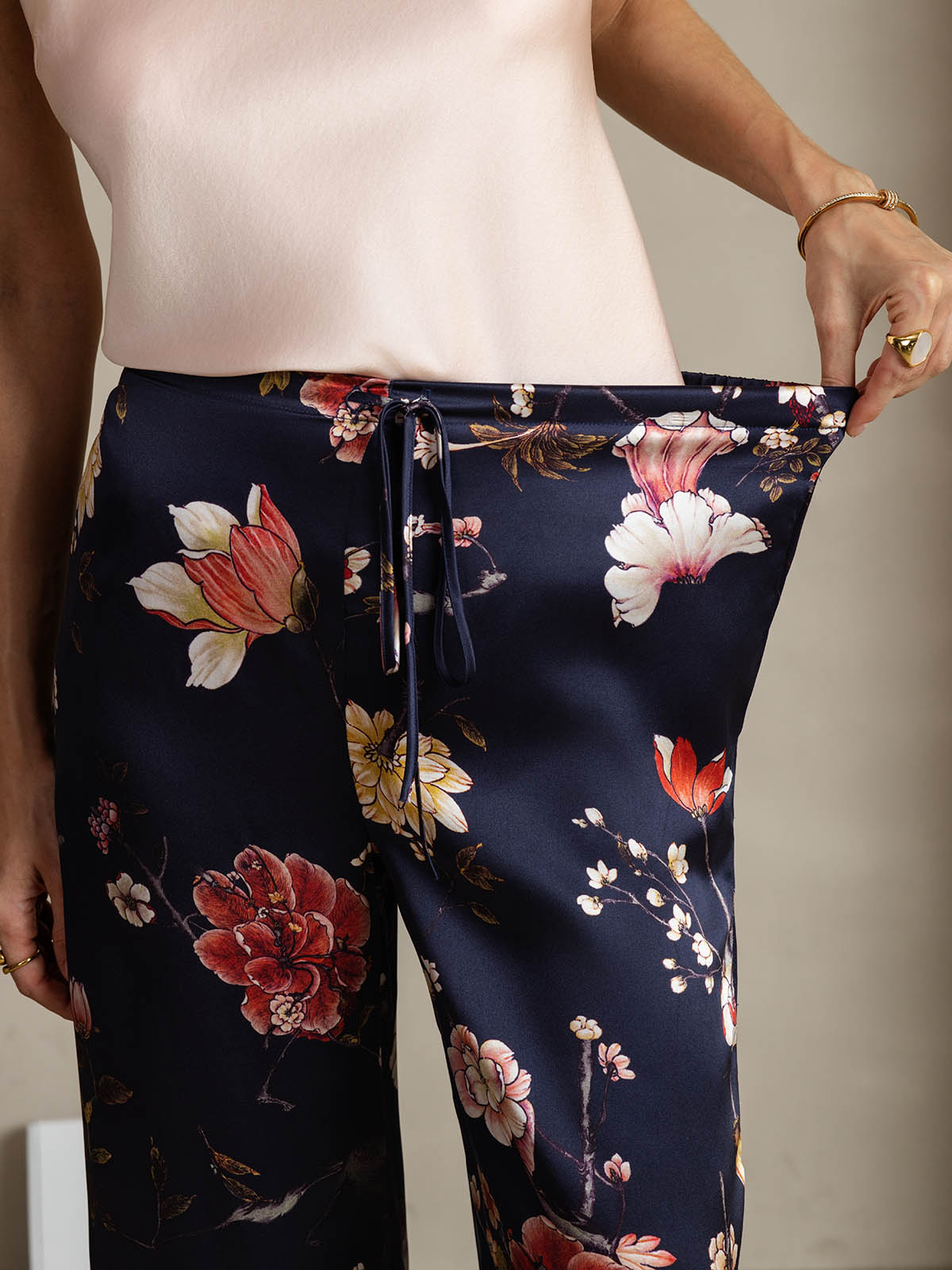 [Marine Blomster] SilkSilky-NO 19Momme Silke Womens Pants 004