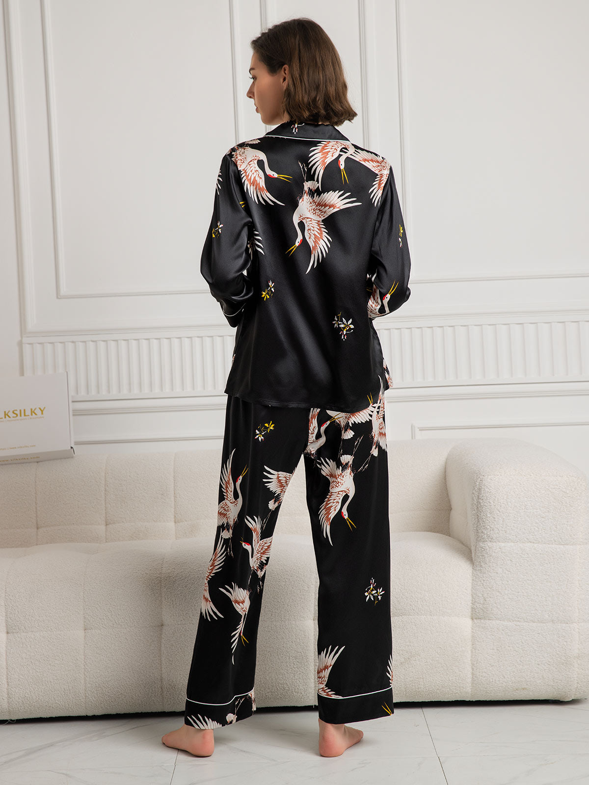 [Svart] SilkSilky-NO 19Momme Womens Pajamas 002,
