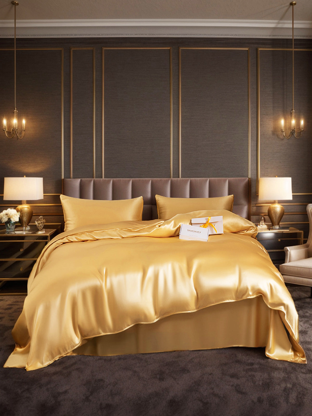 [Champagne] SilkSilky-NO 19Momme Bedding Set 001