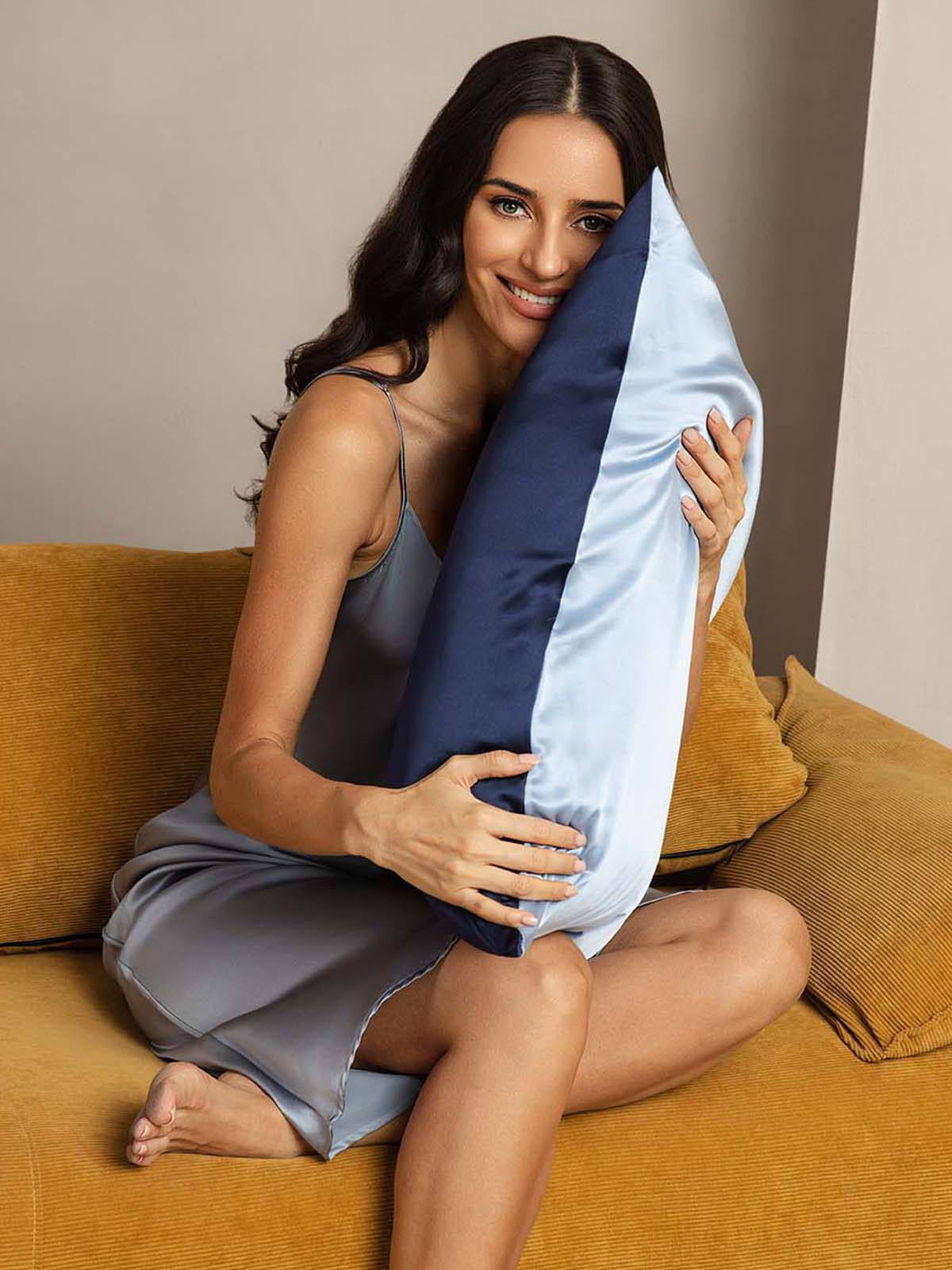 [Mørkeblå+LyseBlå] SilkSilky-NO 19Momme Pillowcase 003