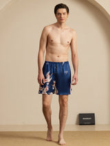 [Mørke blå] SilkSilky-NO 19Momme Mens Sleep Bottoms 005