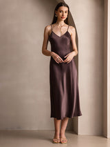 [Kaffe] SilkSilky-NO Spaghetti Strap V Neck Kjole 005