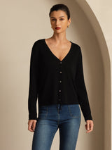 [Svart] SilkSilky-NO Long Sleeve Dame Cardigan 001