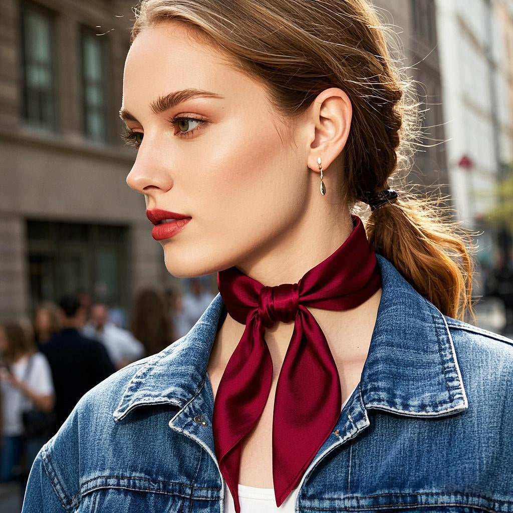 [Mørkerød] SilkSilky-NO Scarf 001