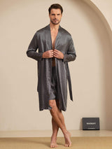 [Svart Ginkgo] SilkSilky-NO Long Sleeve Pyjamas for menn 006