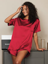 [Vin] SilkSilky-NO Short Sleeve Round Neck Pyjamas for Kvinner 003