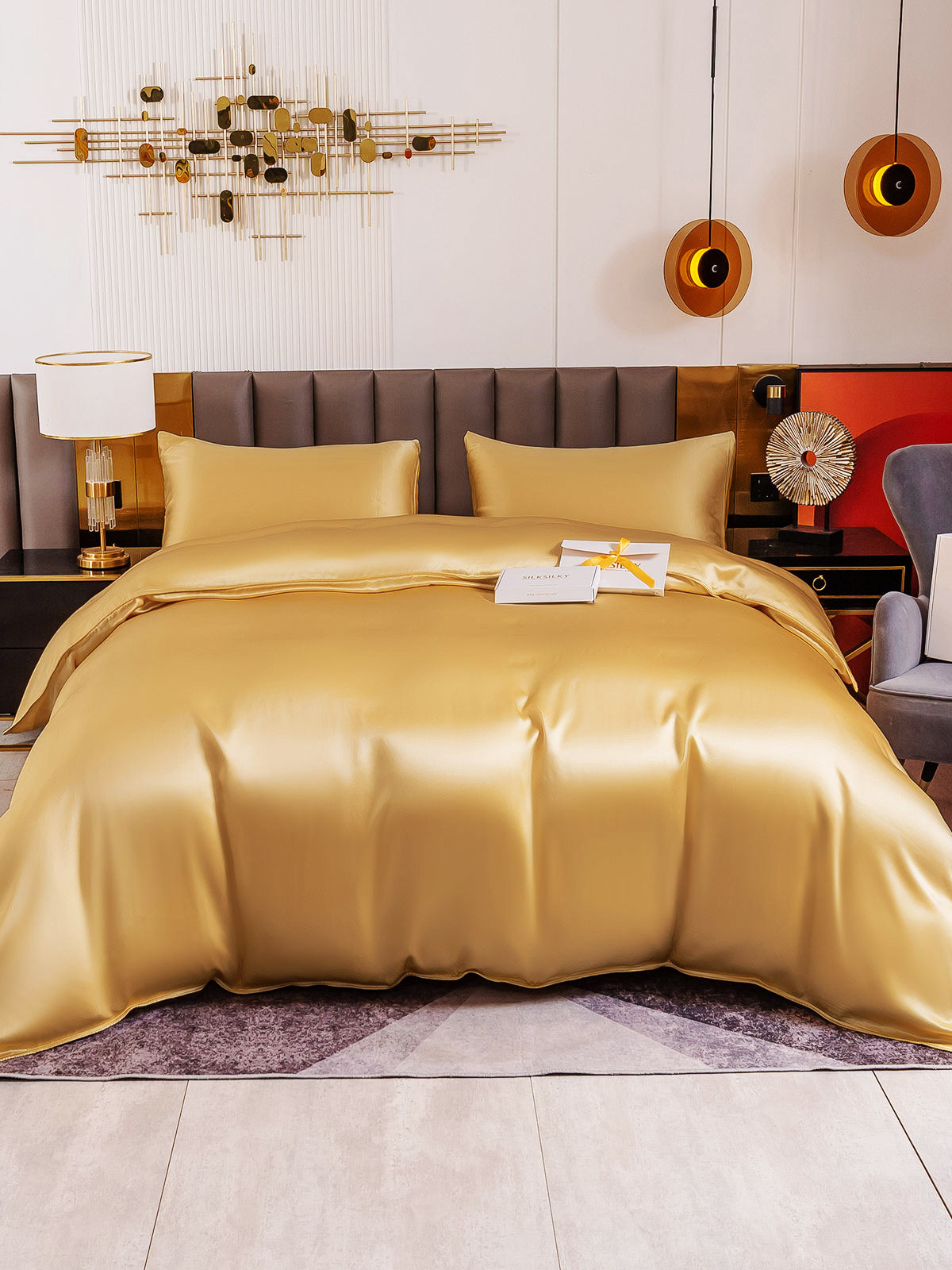 [Champagne] SilkSilky-NO 19Momme Bedding Set 005