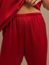 [Vin] SilkSilky-NO 19Momme Ermeløs Dyp Rund Halsutringning Pyjamas for Kvinner 003