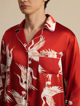 [Vin] SilkSilky-NO Long Sleeve Notch Collar Pyjamas for menn 007