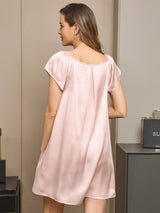[Lyserosa] SilkSilky-NO Cap Sleeve Square Neck Nattkjole 002