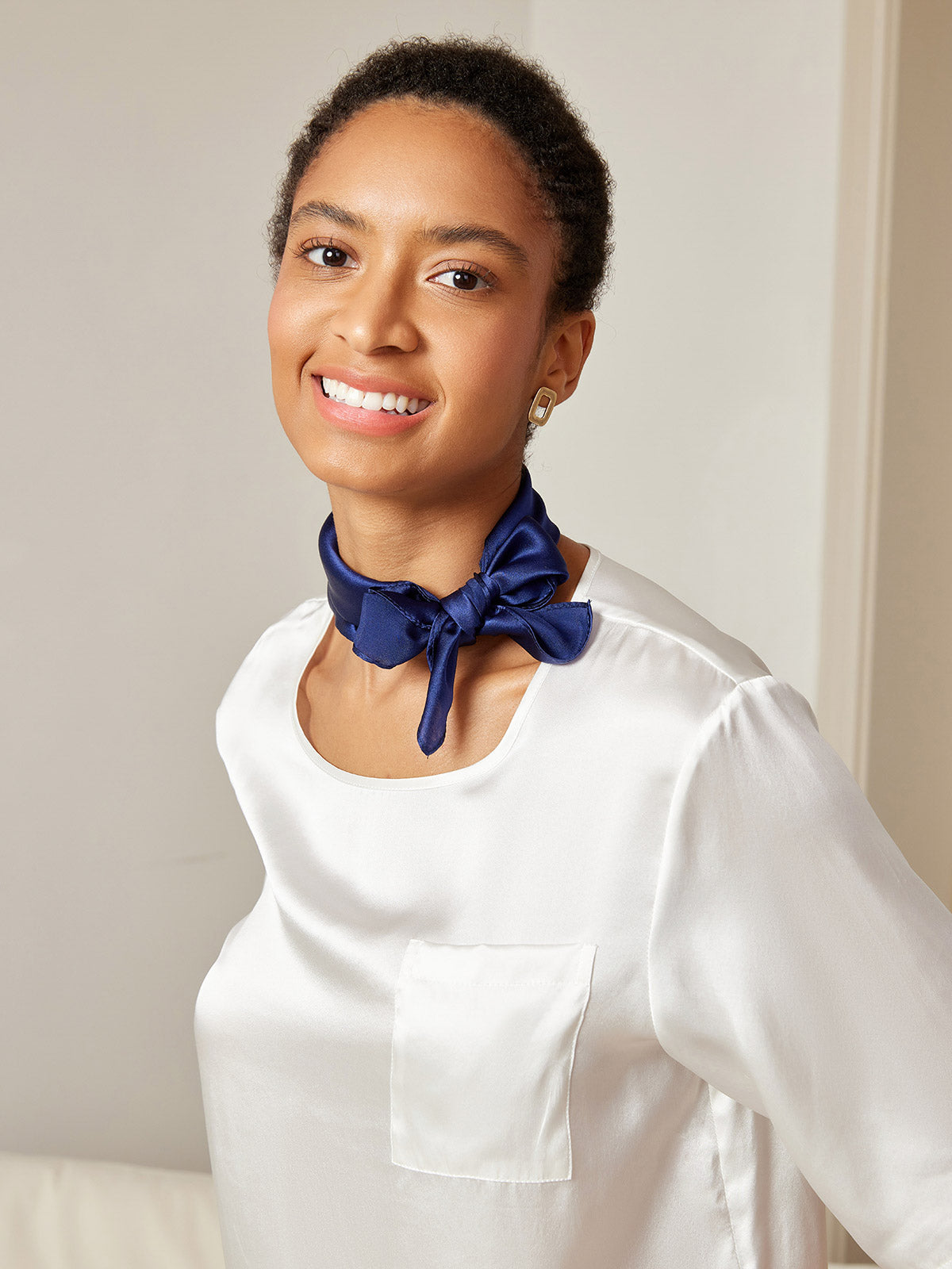 [Mørke blå] SilkSilky-NO Scarf 003