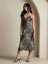 [Leopard] SilkSilky-NO Pure Silk Sleeveless Round Neck Nattkjole 007
