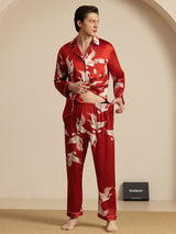 [Vin] SilkSilky-NO Long Sleeve Notch Collar Pyjamas for menn 008