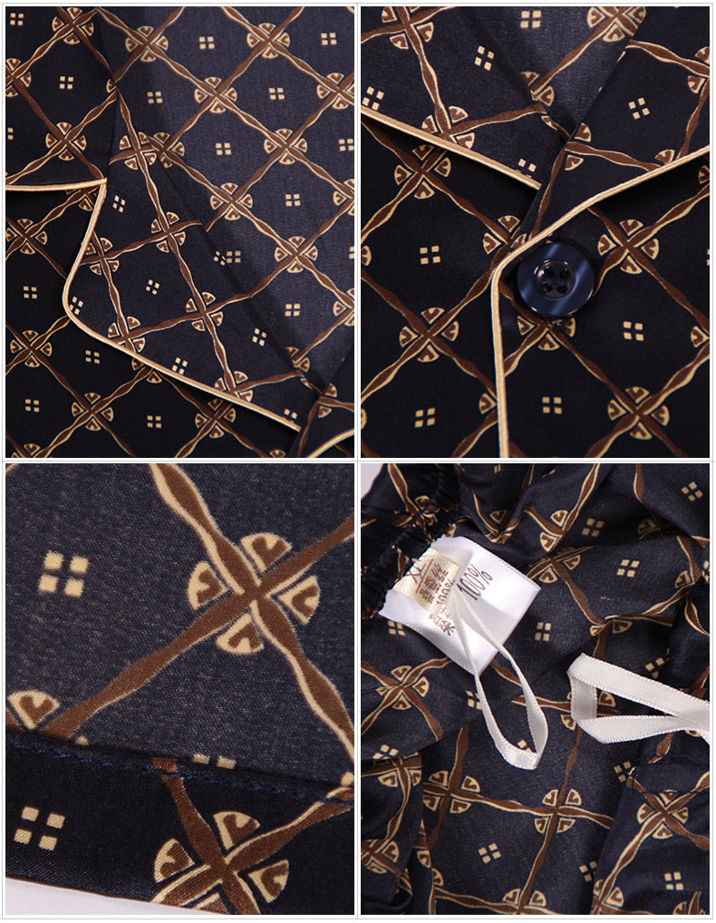 [Marine Kjede] SilkSilky-NO Mens Pajamas 010