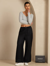 [Svart] SilkSilky-NO 18Momme Womens Pants 006