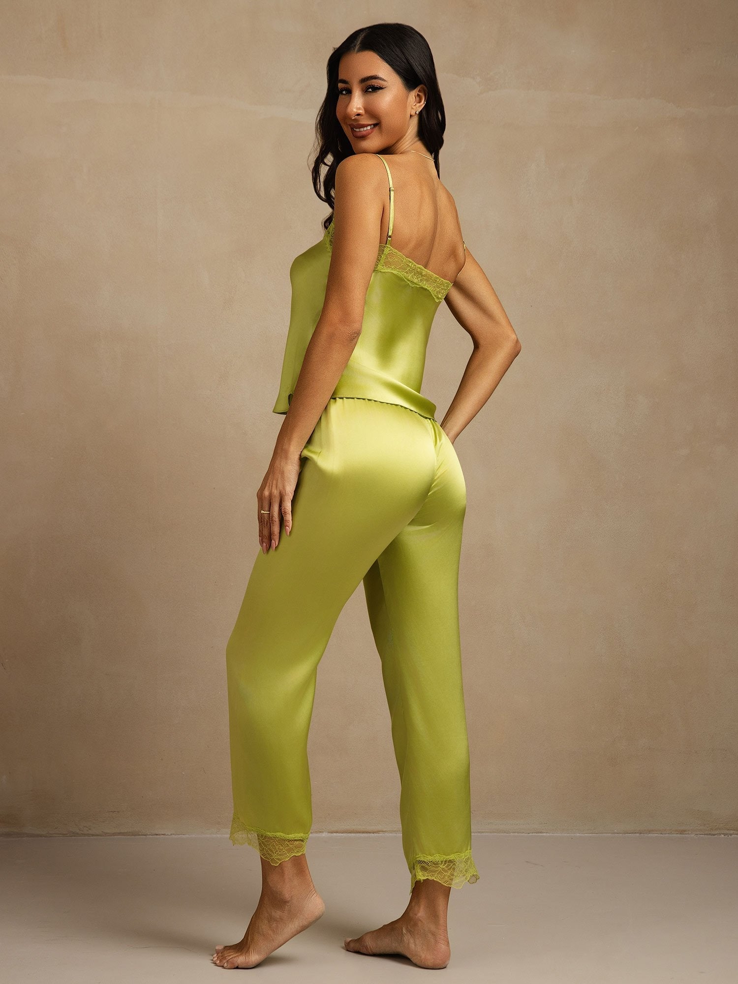 [Mintgrønn] SilkSilky-NO Silke Camisole Set 002