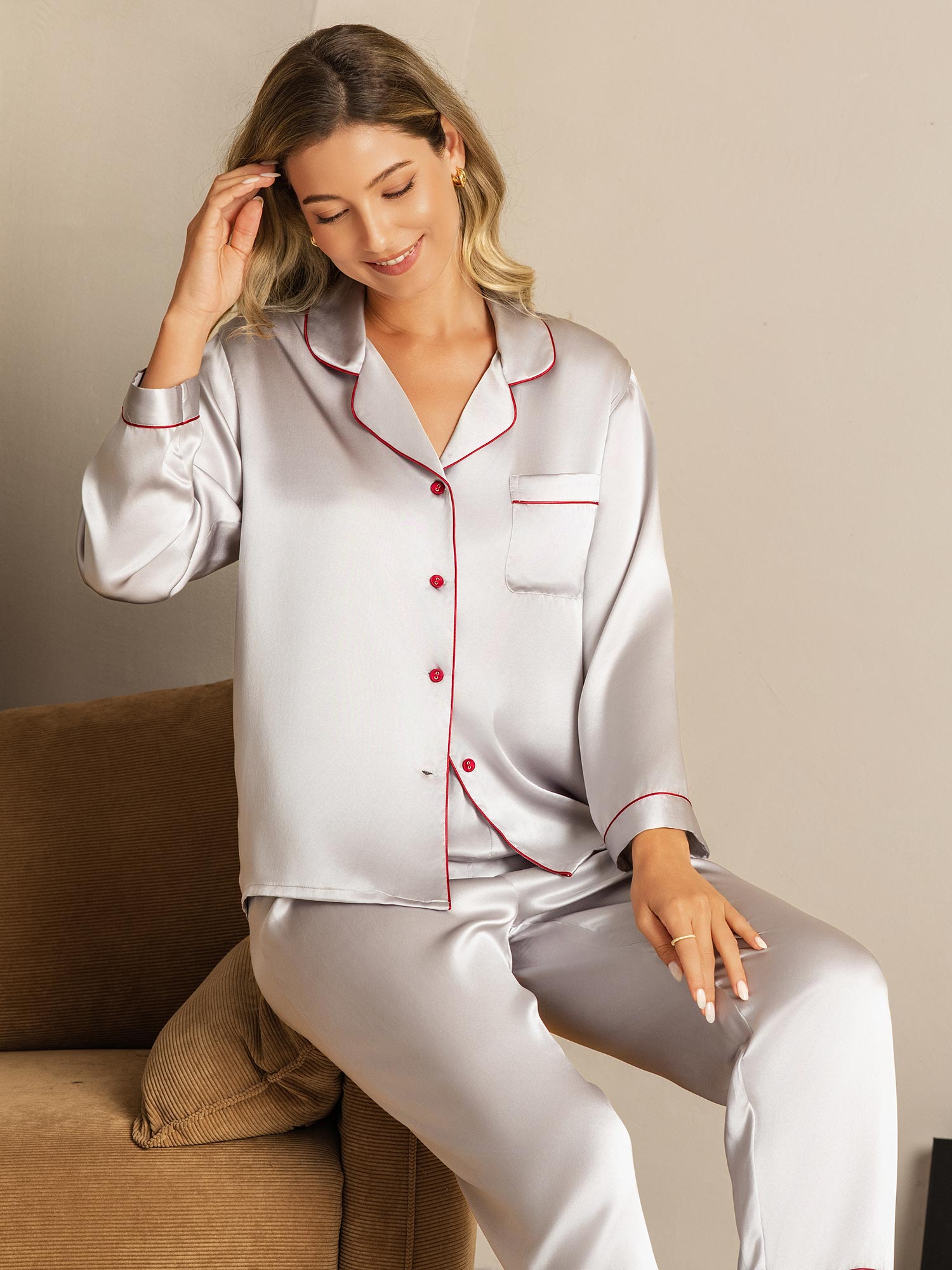 [Sølv] SilkSilky-NO Womens Pajamas 008