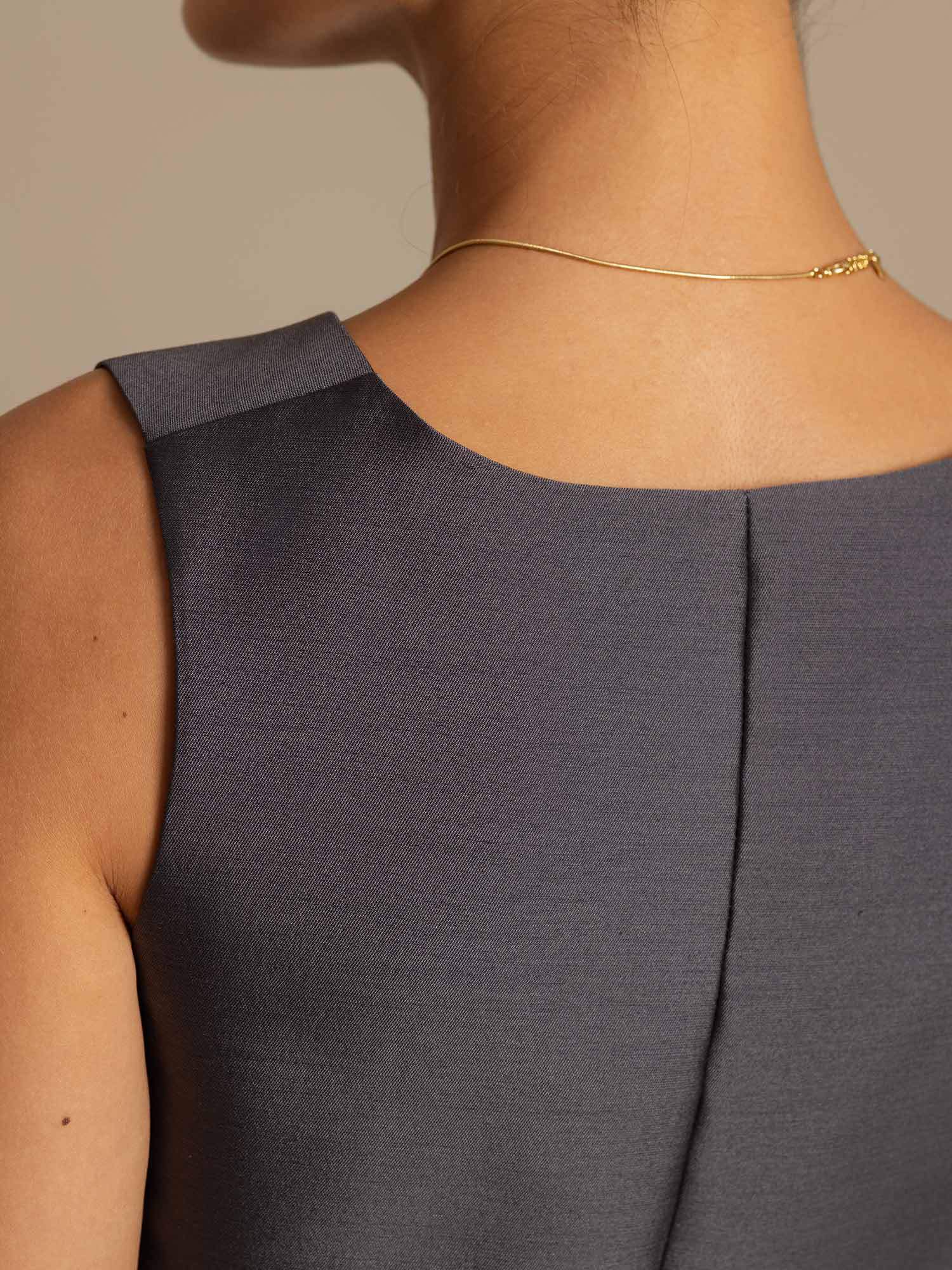 [Grå] SilkSilky-NO 32Momme Silk-Wool Blend Womens Vest 004,