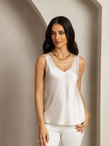 [Lysegrå] SilkSilky-NO Sleeveless V Neck Camisole Topp 001