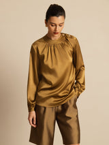[Bronse] SilkSilky-NO 19Momme Langermet Rund Hals Bluse 003