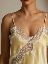 [Lys Gul] SilkSilky-NO Spaghetti Strap V Neck Camisole Topp 004
