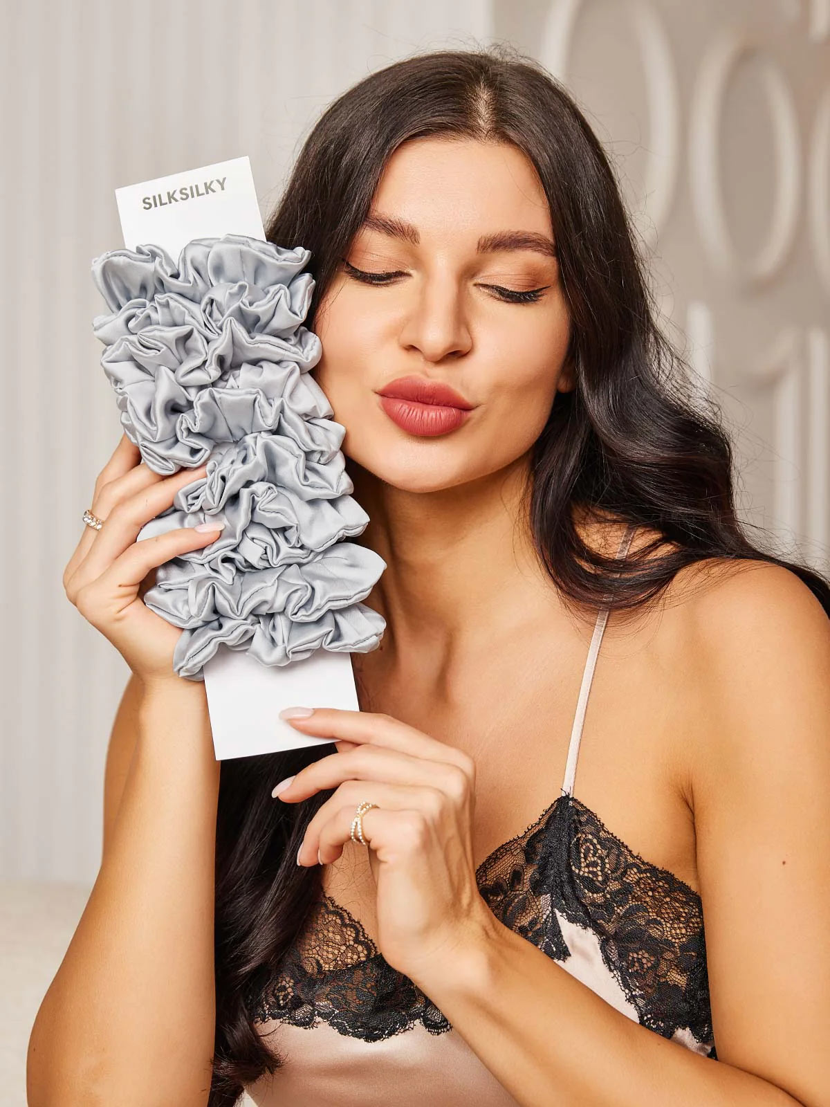 [Lysegrå] SilkSilky-NO 19Momme Scrunchie 002