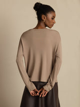 [Tan] SilkSilky-NO Long Sleeve Dame Cardigan 002