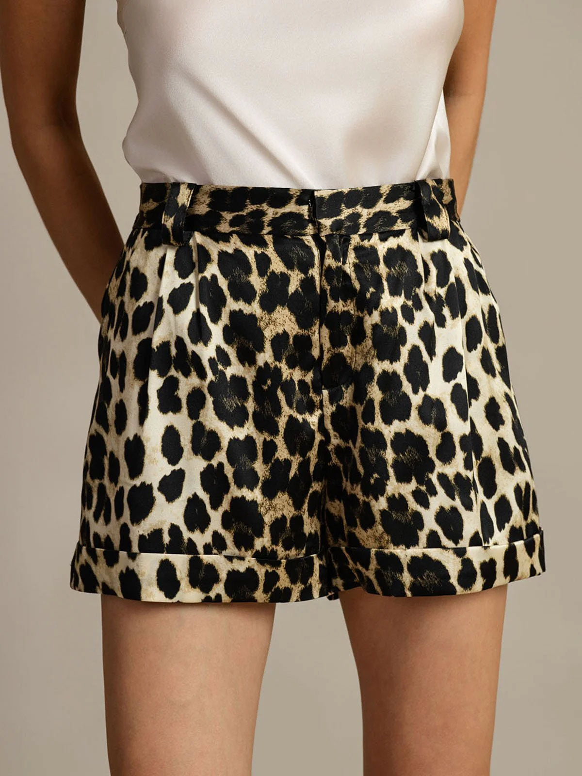 [Leopard] SilkSilky-NO 19Momme Silke Womens Shorts 001