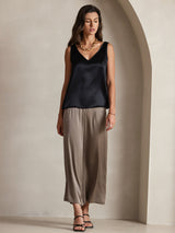 [Svart] SilkSilky-NO Sleeveless V Neck Camisole Topp 009