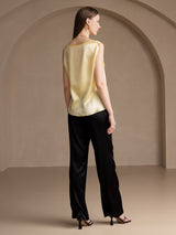[Lys Gul] SilkSilky-NO Sleeveless Round Neck Camisole Topp 002
