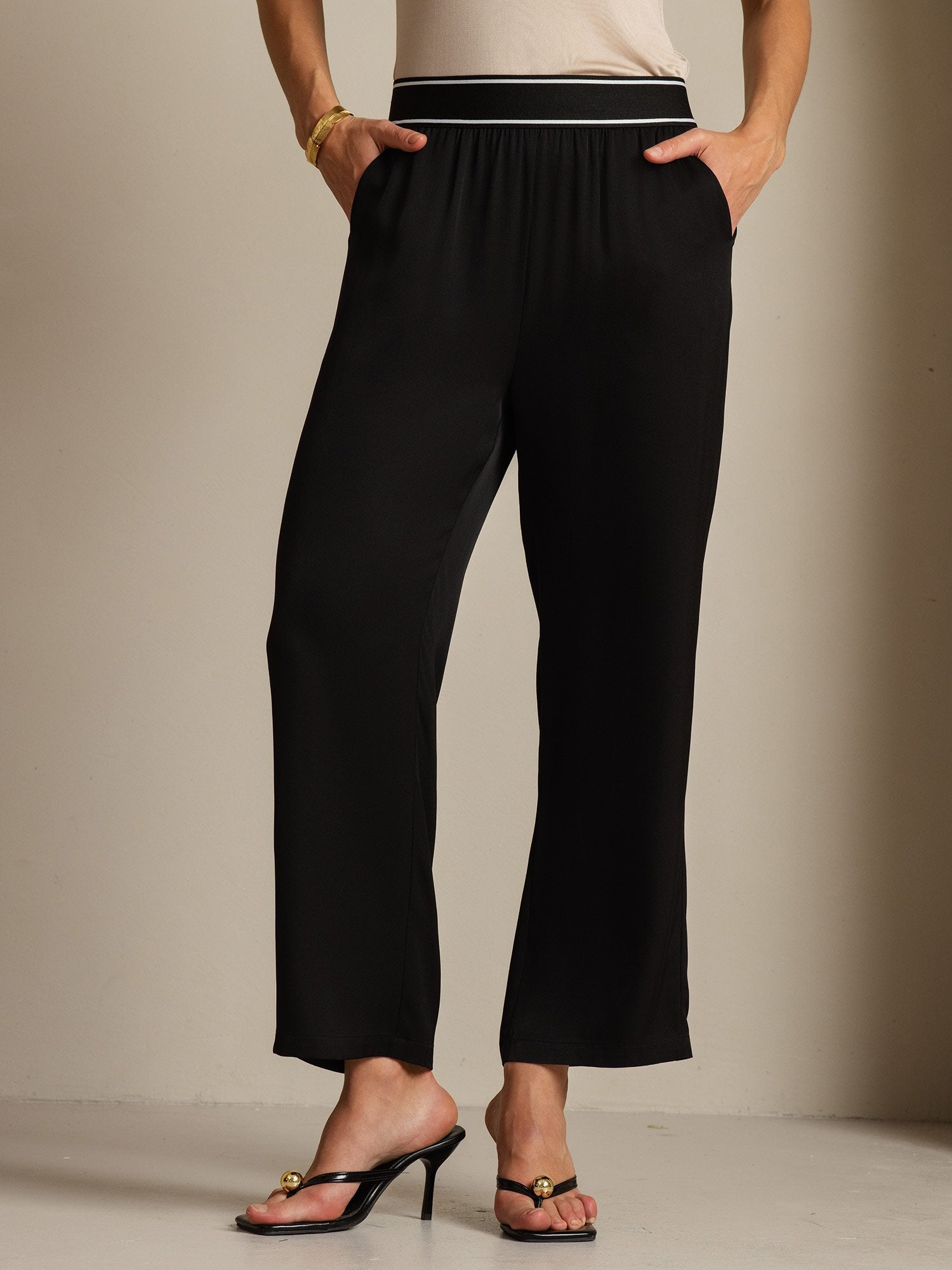 [Svart] SilkSilky-NO 22Momme Silke Womens Pants 001