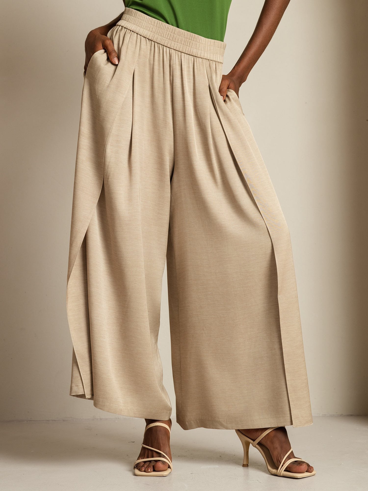 [Tan] SilkSilky-NO 19Momme Silke Womens Pants 001