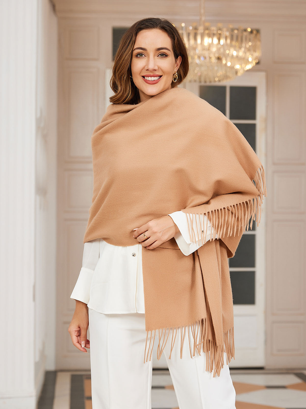 [Tan] SilkSilky-NO Ull Scarf 003