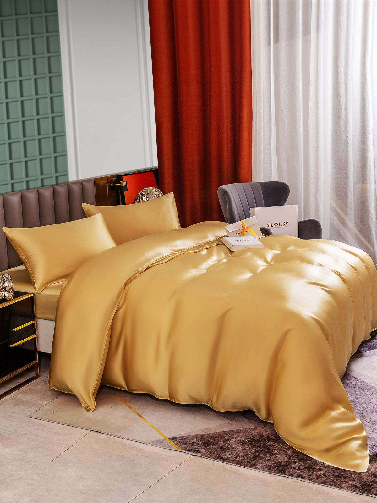 [Champagne] SilkSilky-NO 25Momme Bedding Set 006