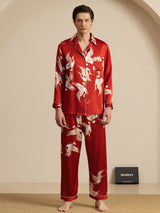 [Vin] SilkSilky-NO Long Sleeve Notch Collar Pyjamas for menn 003