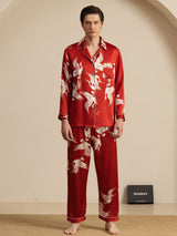 [Vin] SilkSilky-NO Long Sleeve Lapel Collar Pyjamas for menn 003
