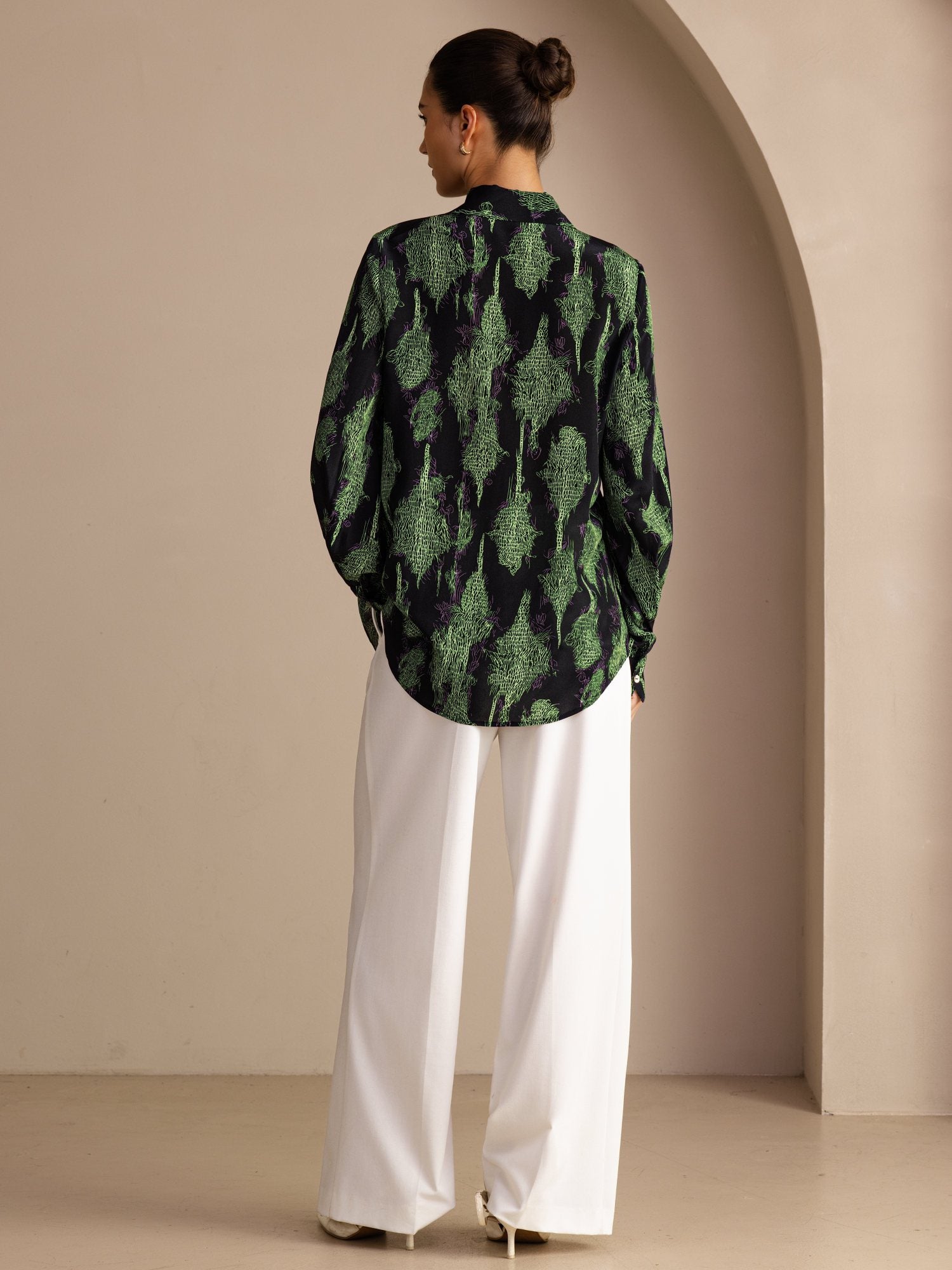 [Sort Mose] SilkSilky-NO Long Sleeve Lapel Collar Bluse 002