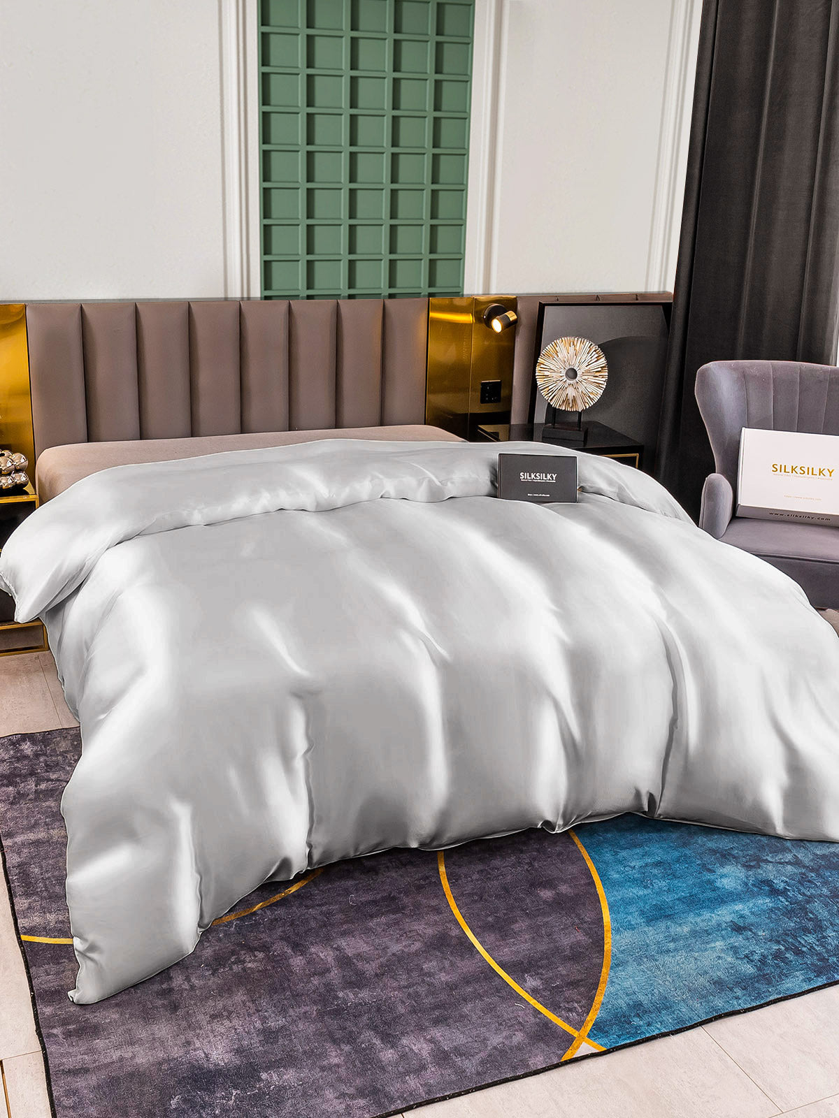 [Sølv] SilkSilky-NO 25Momme Duvet Cover 002