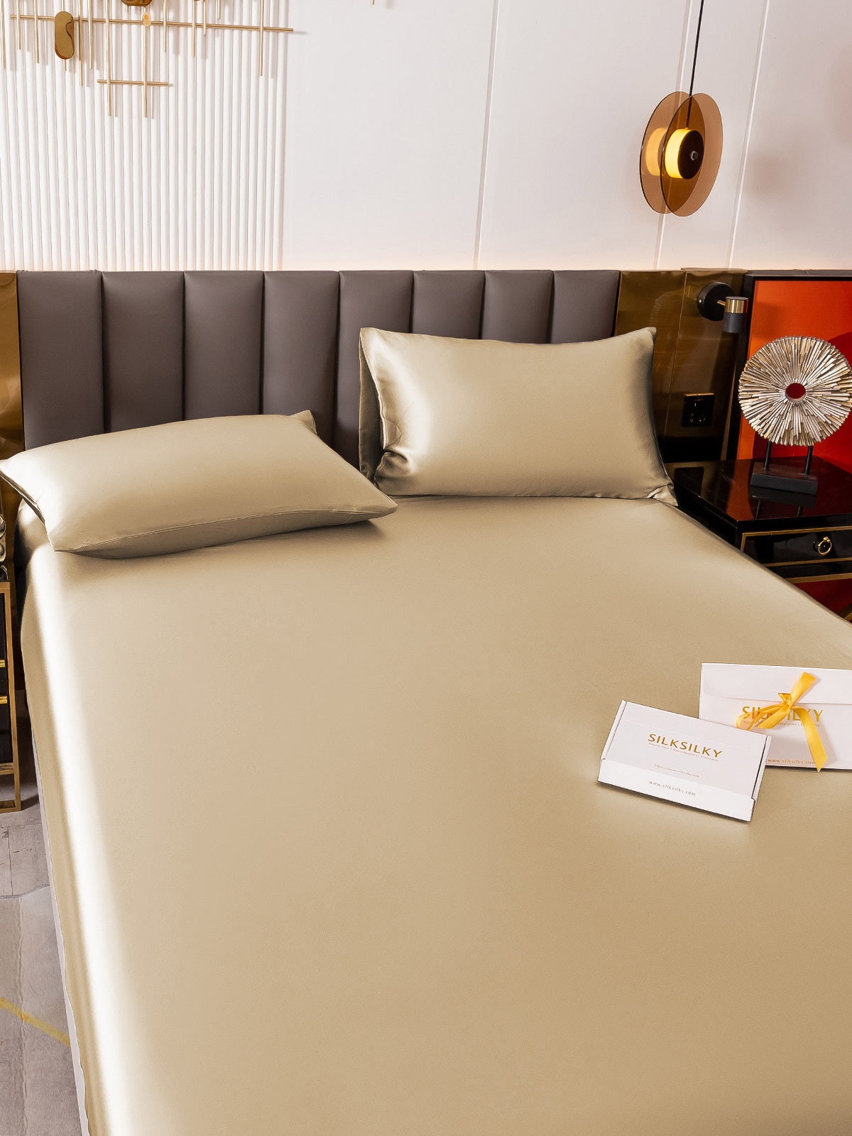 [Beige] SilkSilky-NO 19Momme Bedding Set 004