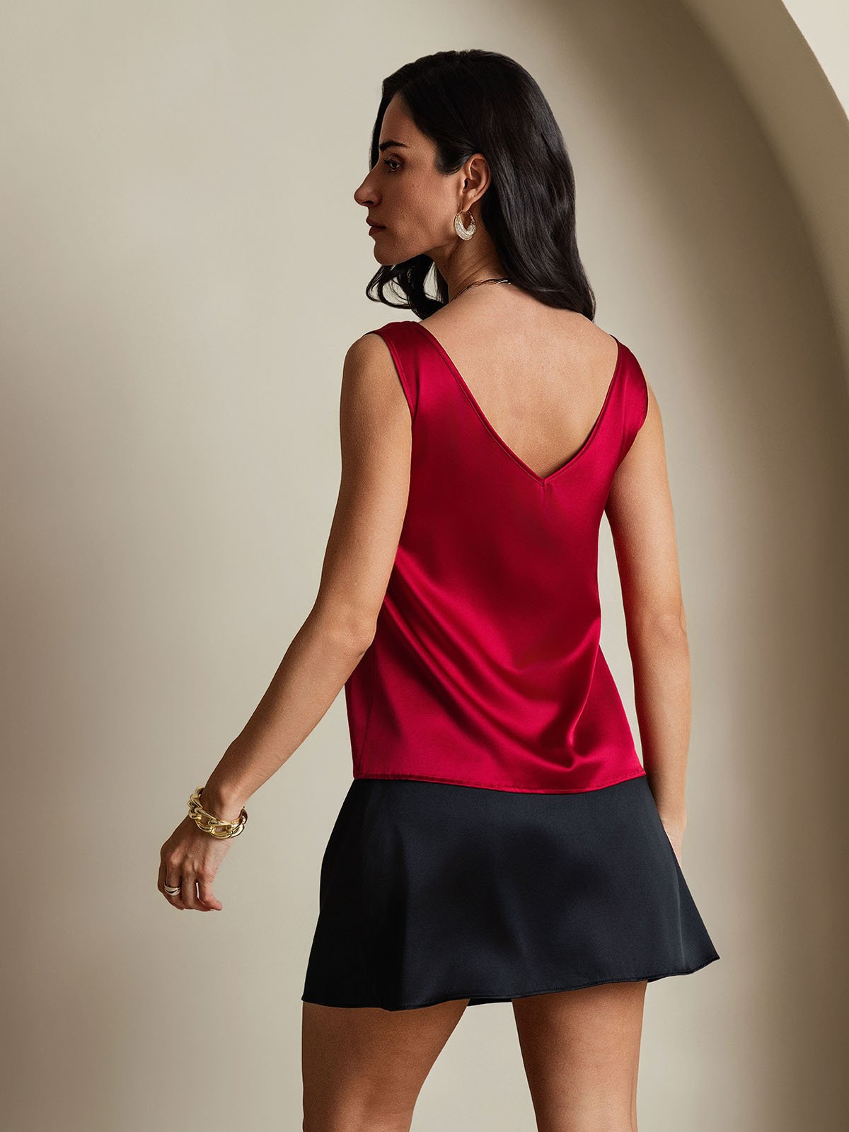 [Vin] SilkSilky-NO 19Momme Silke V-Hals Camisole Topp 002
