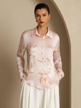 [Rosa] SilkSilky-NO 19Momme Langermet Slagkrage Skjorte for Kvinner 003